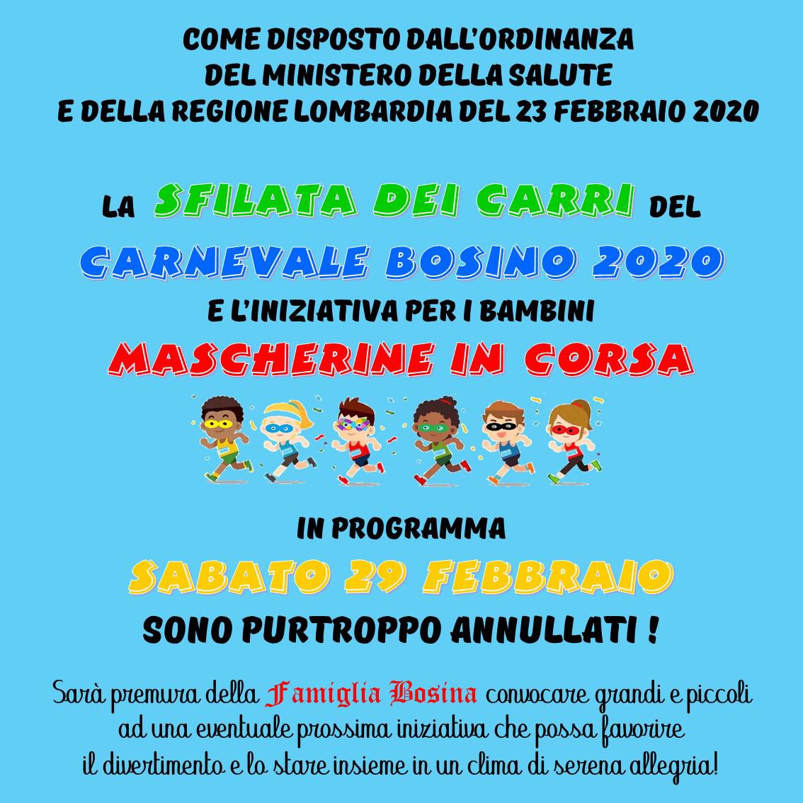 Carnevale bosino annullato